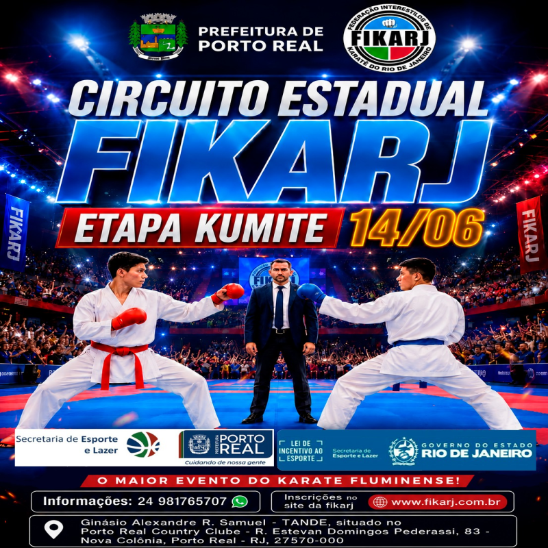 Circuito Estadual Fikarj 2026 de Karate Unificado - Etapa Kumite de Porto Real